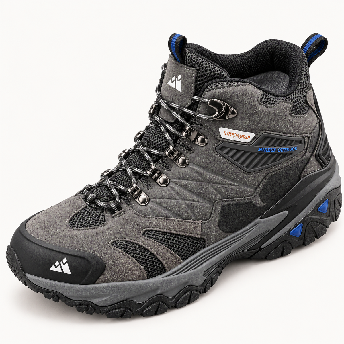 Chaussure randonnée homme haut de gamme grise complète avec col rembourré et doublure visibles
