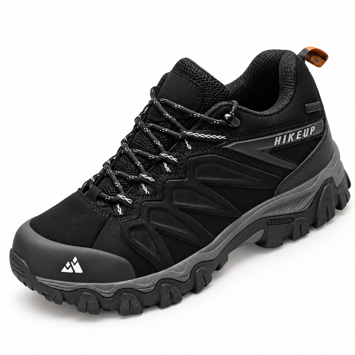 Chaussure de randonnée souple homme noire vue du dessus avec col rembourré et laçage