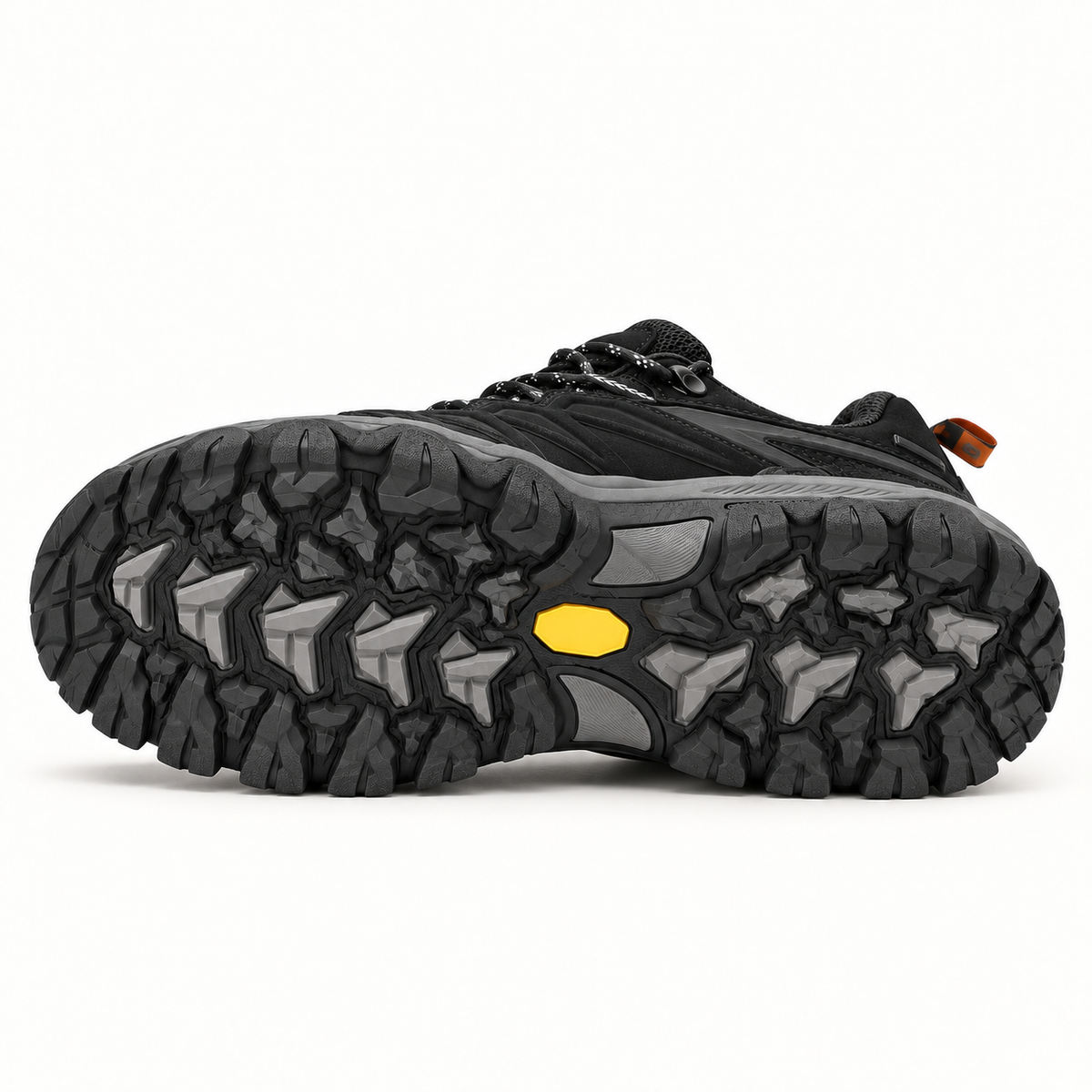 Semelle extérieure entière de chaussure de randonnée souple homme noire visible du talon aux orteils