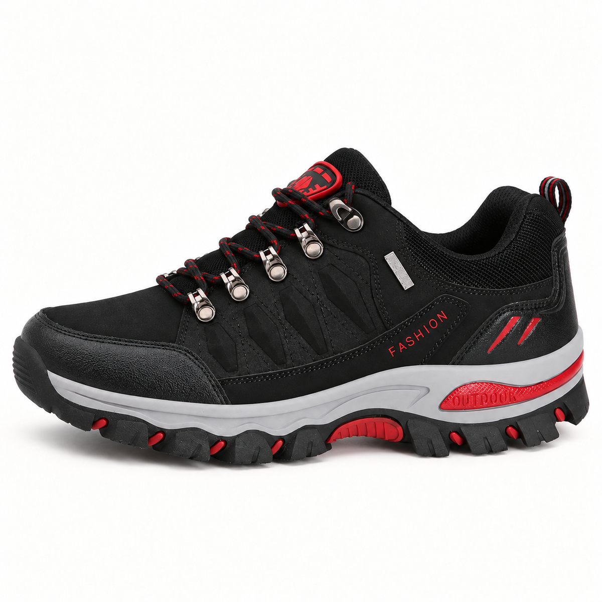 Chaussure randonnée homme vegan noire complète vue de profil latéral