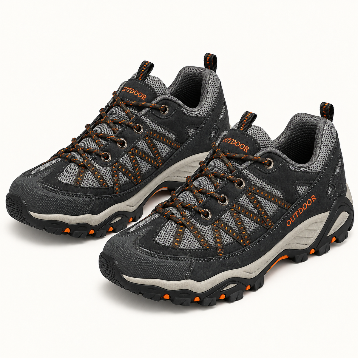 Paire complète de chaussures randonnée légères polyvalentes gris foncé