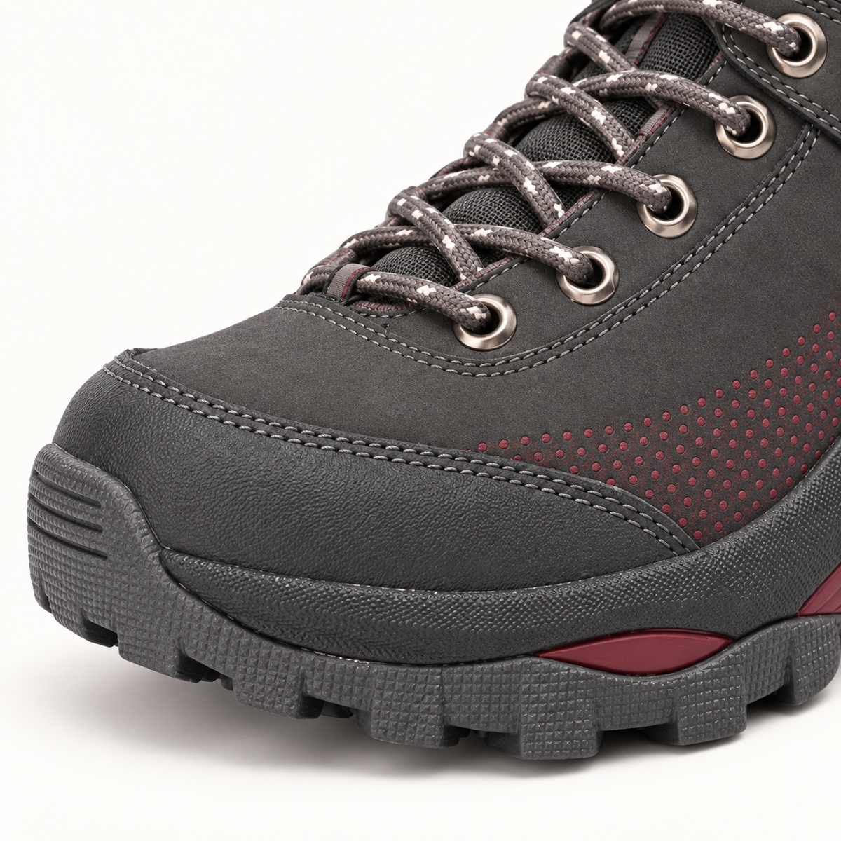 Chaussure randonnée tendinite gris foncé détail du pare-pierres