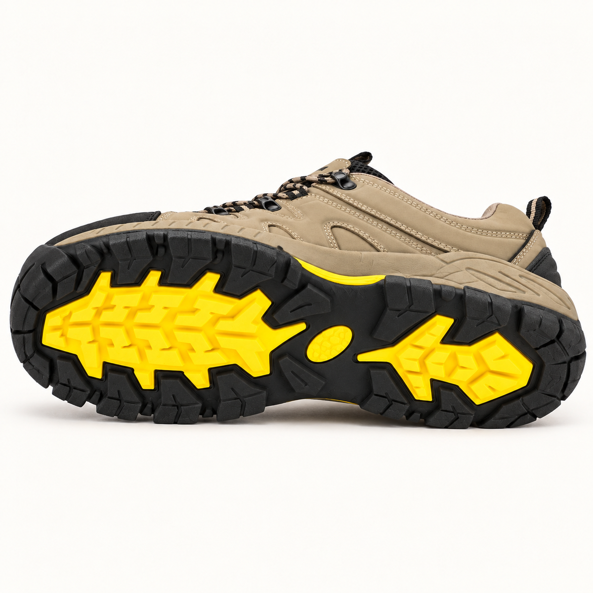 Semelle extérieure entière de chaussure de randonnée toile femme beige visible du talon aux orteils