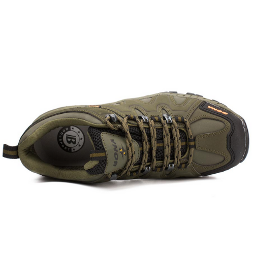 chaussure de randonnée basse homme vert vue de face