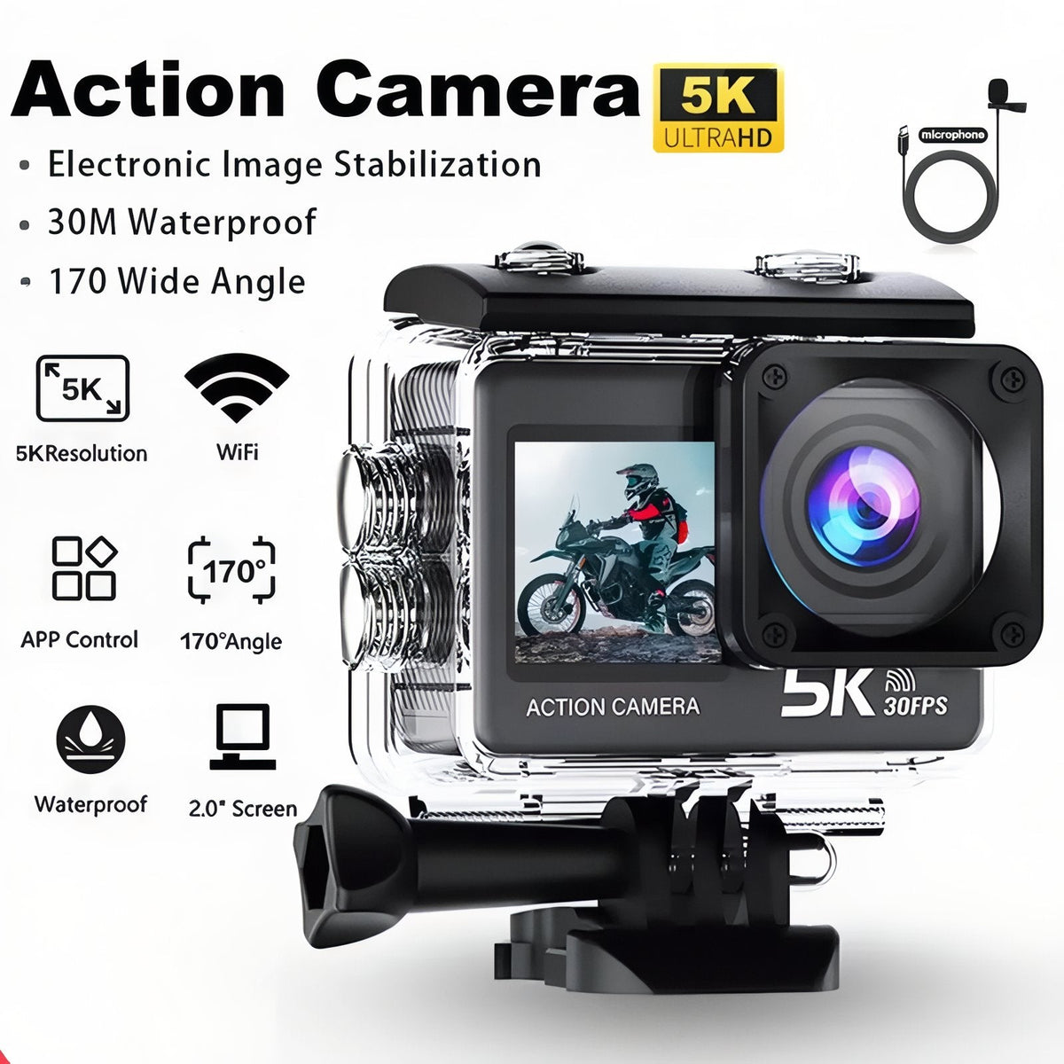 Caméra Sport 5K Étanche 5