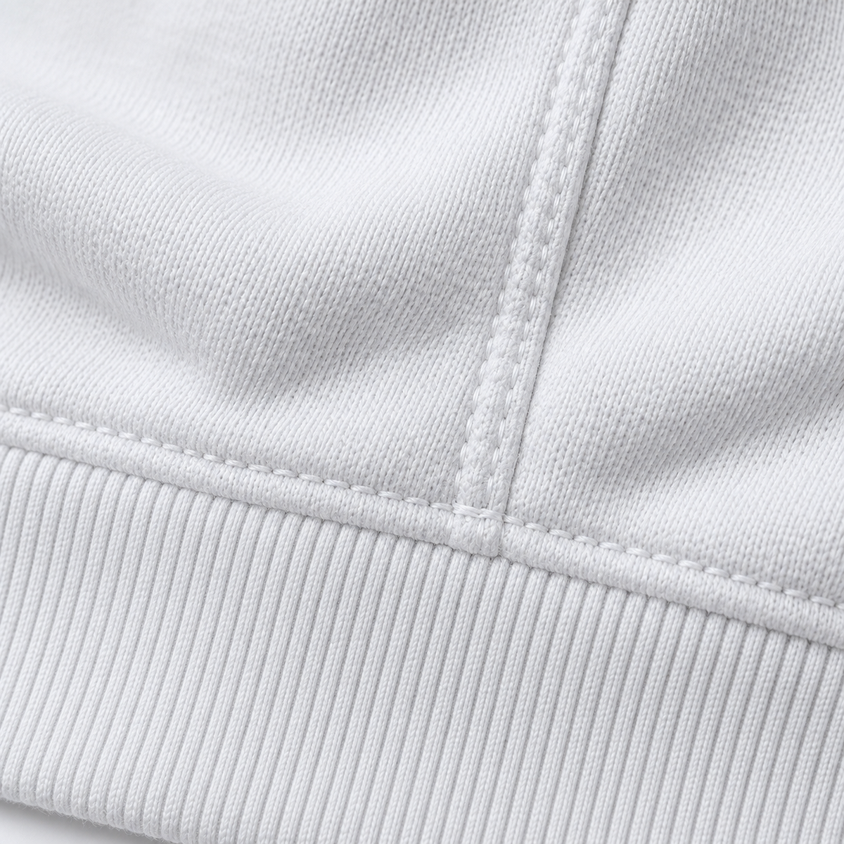 Veste randonnée 100 % coton blanche – détail matière et coutures