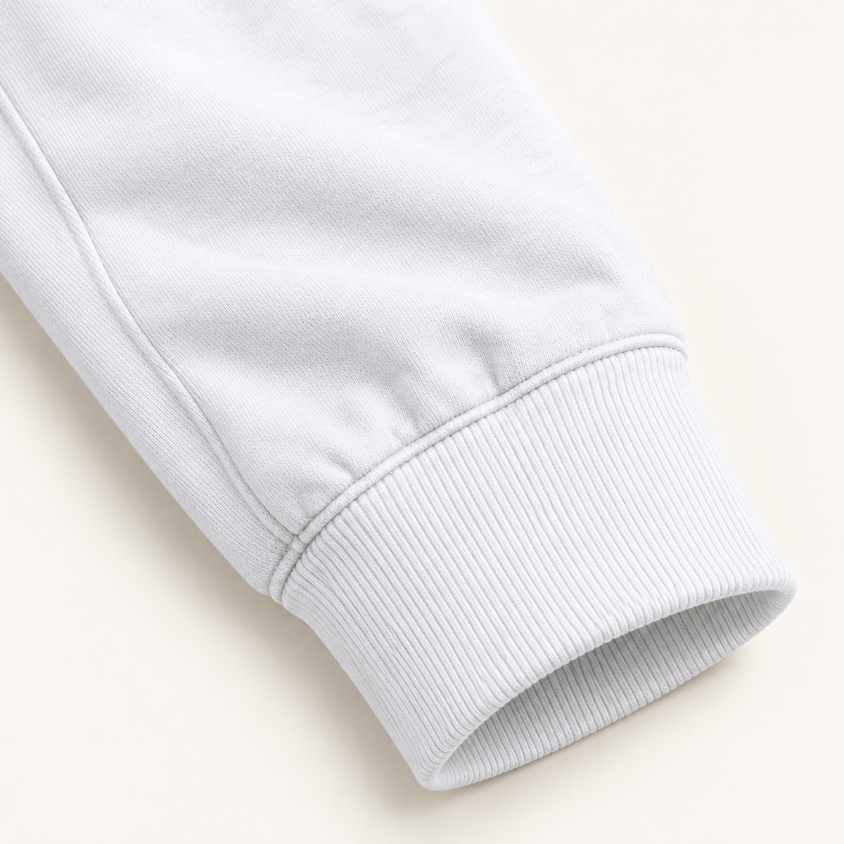 Veste randonnée 100 % coton blanche – détail poignet côtelé