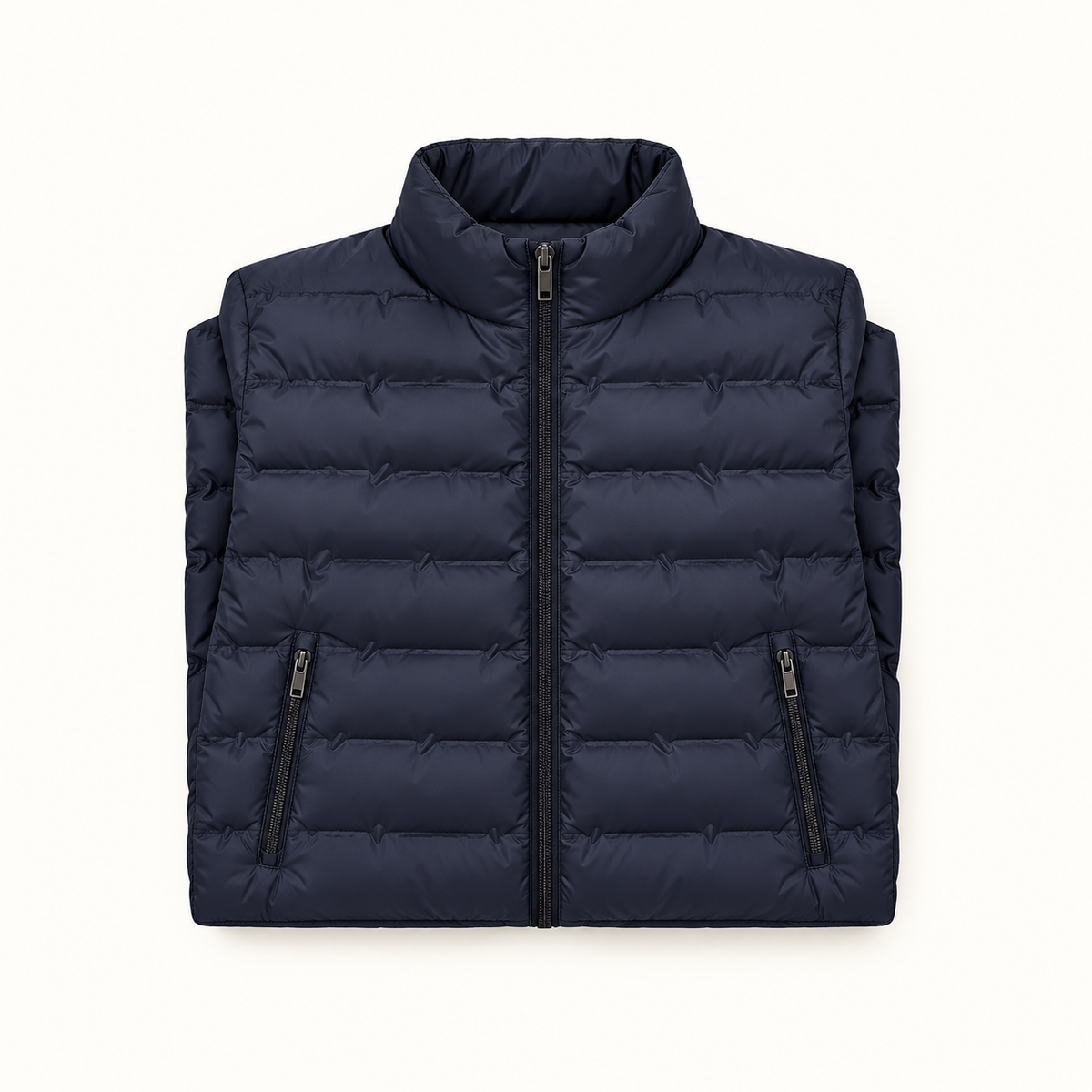 Doudoune demi-saison homme – présentation pliée bleu marine