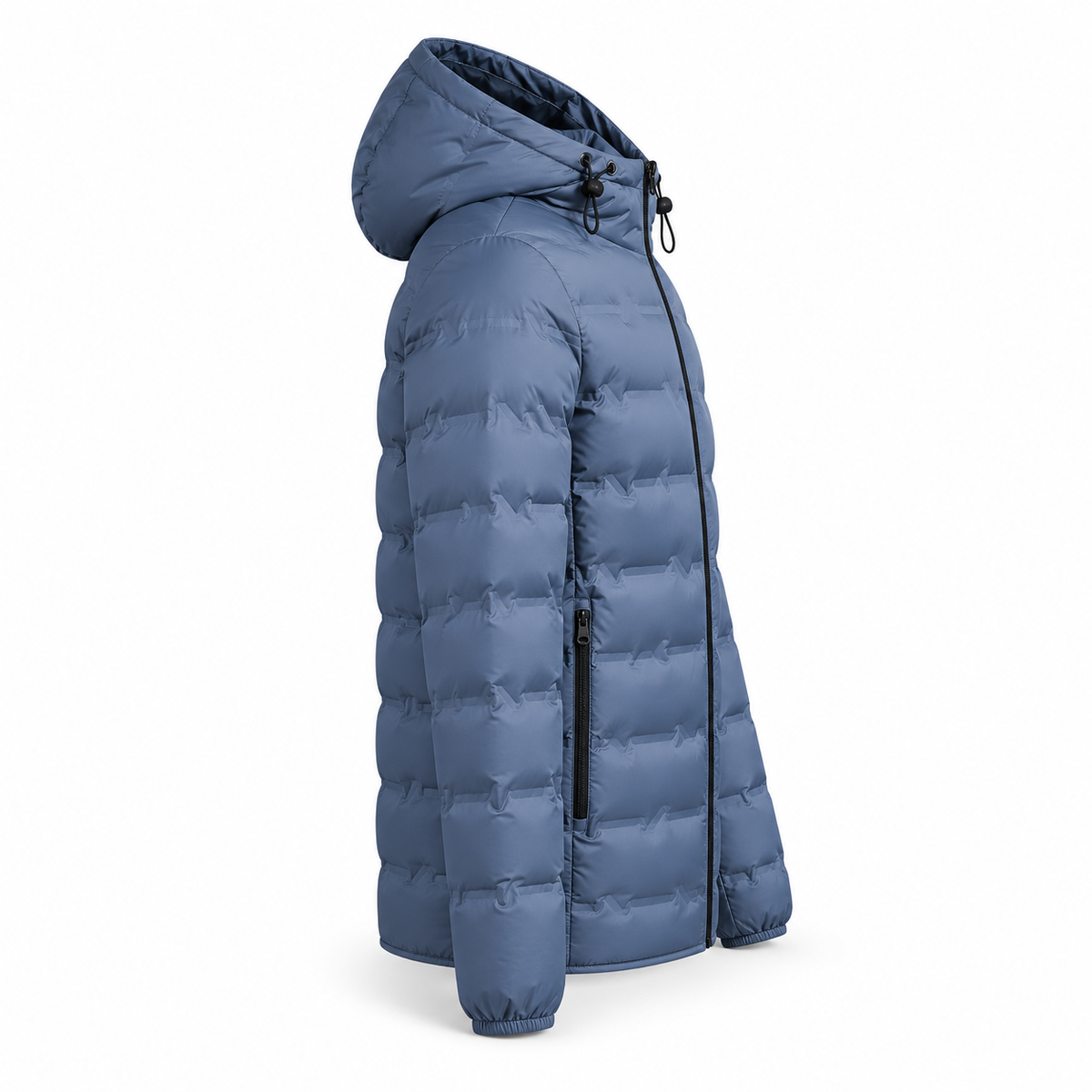 Doudoune duvet homme randonnée bleue – vue de profil