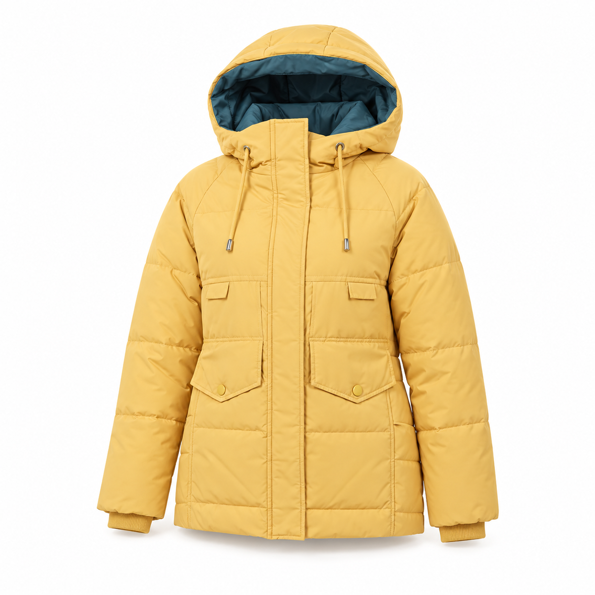 Doudoune femme randonnée jaune – packshot trois-quarts