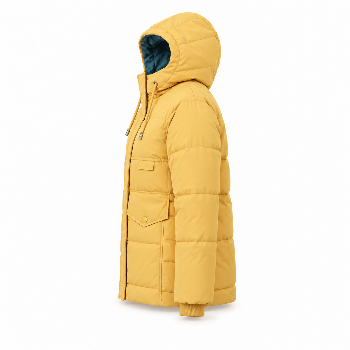 Doudoune femme randonnée jaune – vue de profil