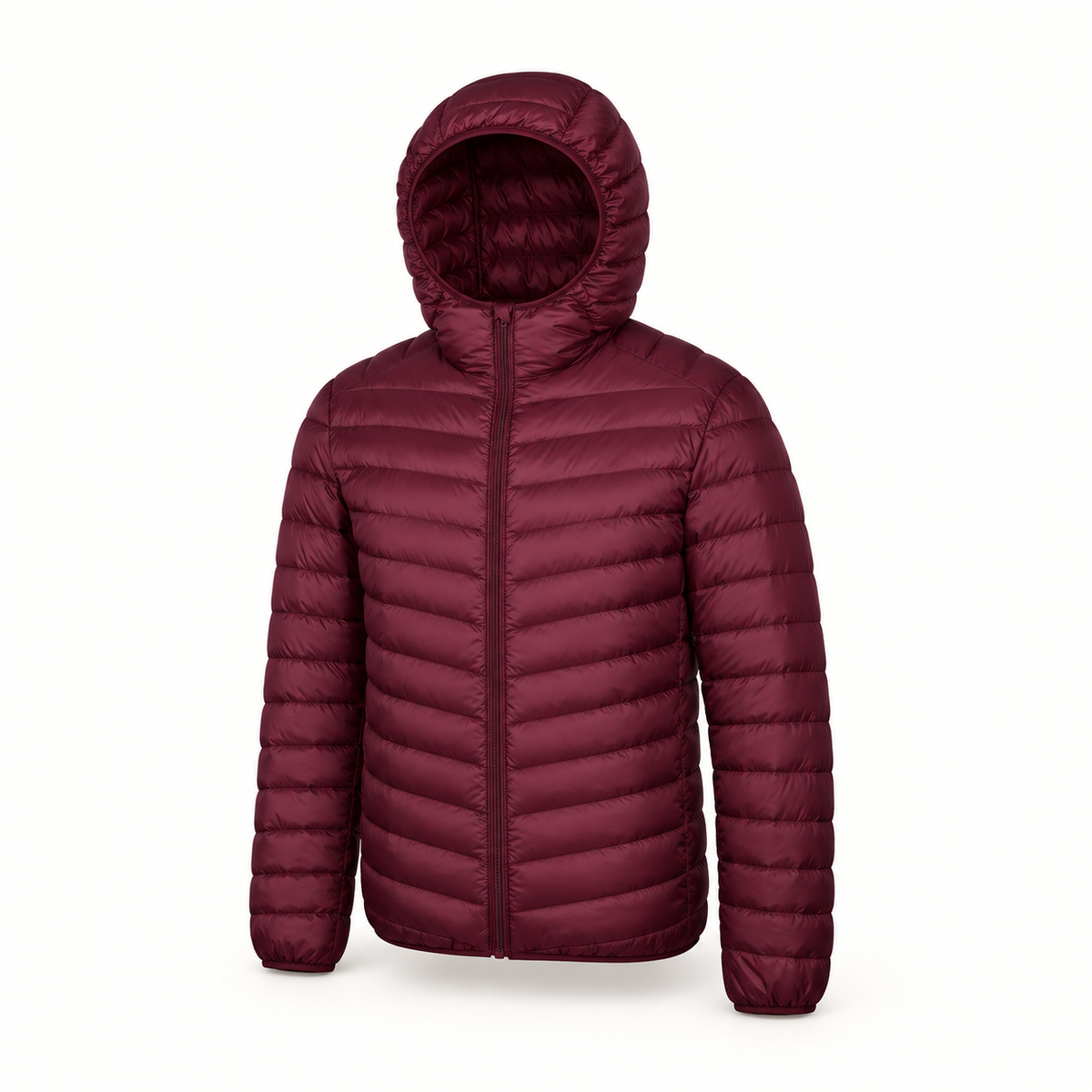 Doudoune légère homme capuche – vue trois-quarts violette avec capuche