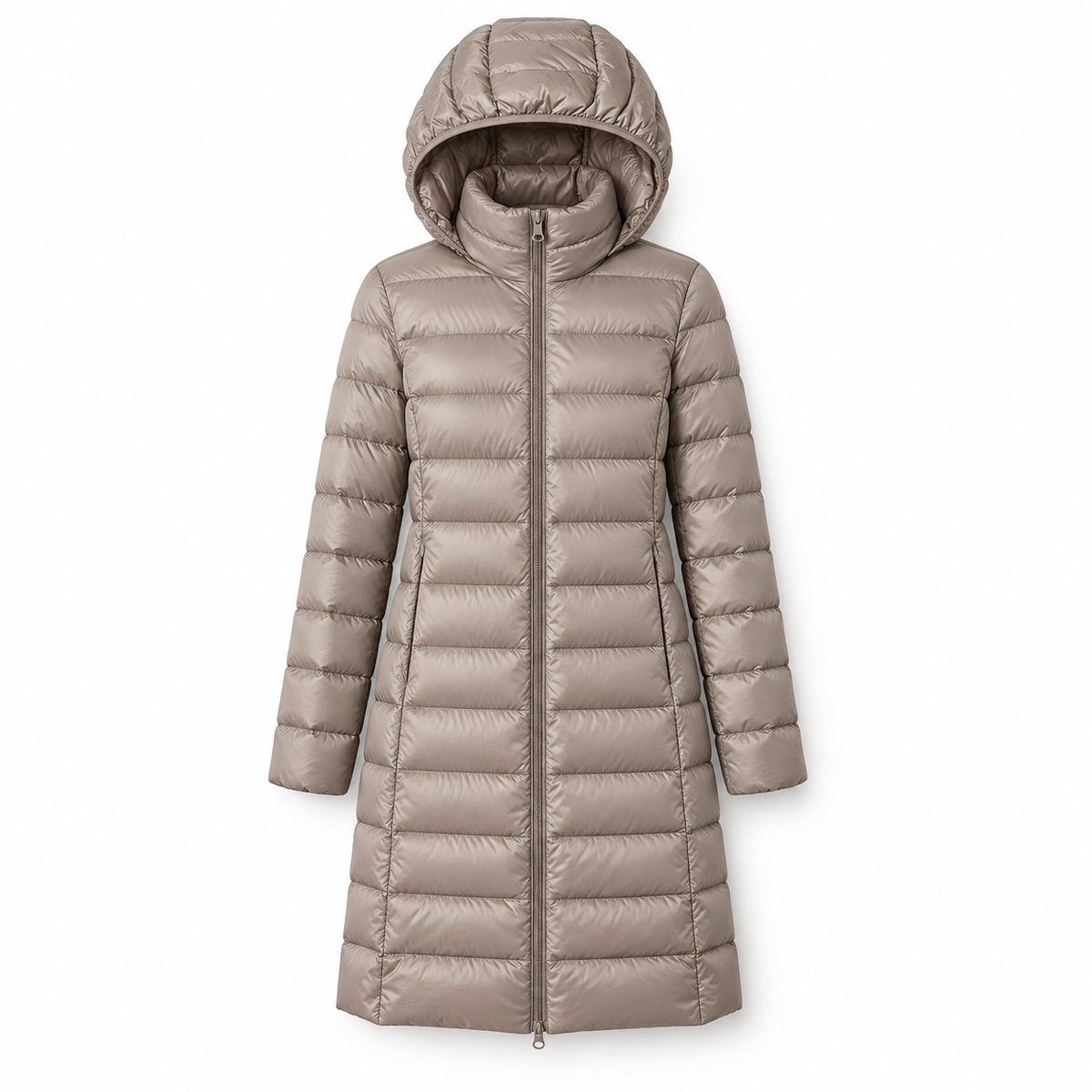 Doudoune longue femme randonnée marron – vue de face