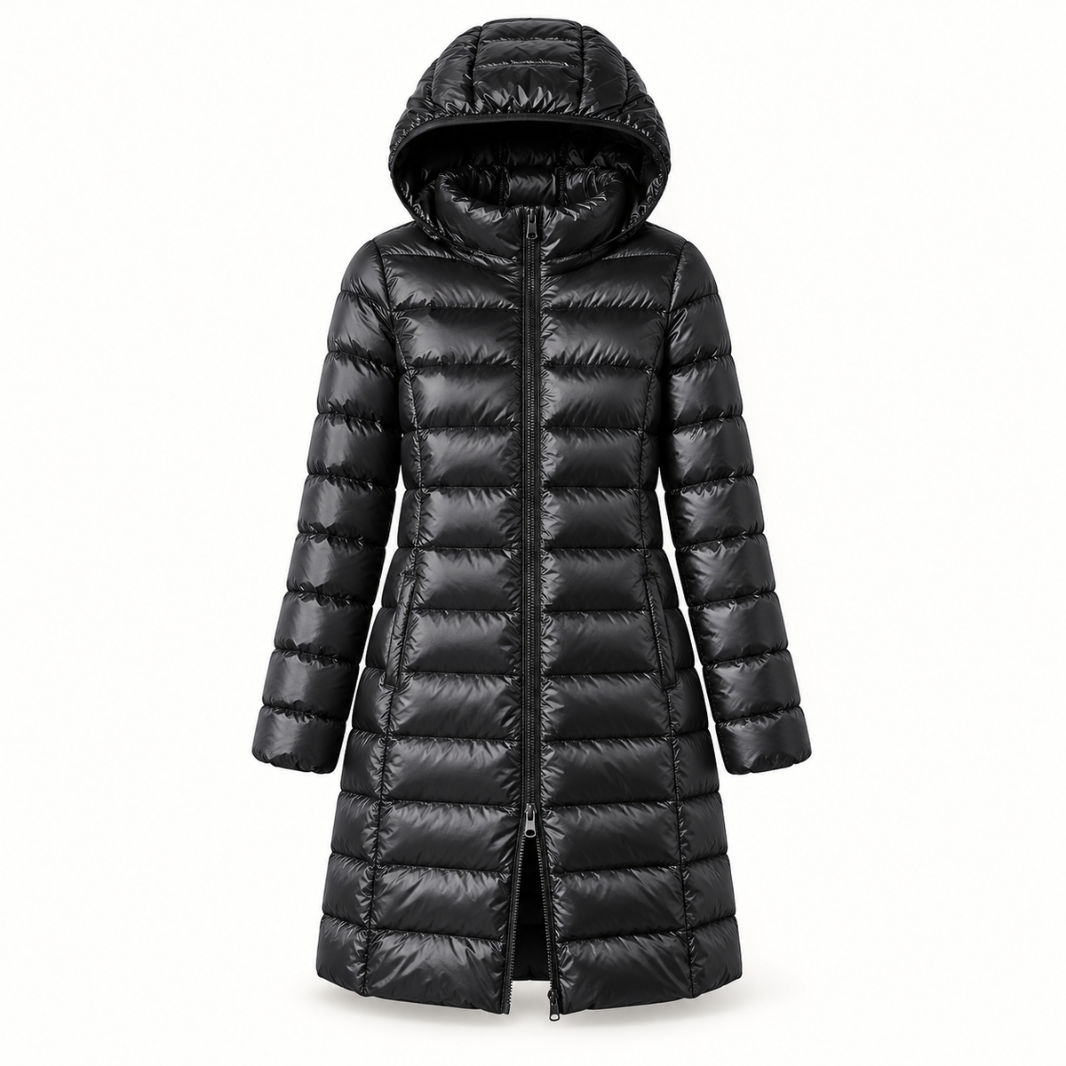 Doudoune longue femme randonnée noire – fermeture double curseur