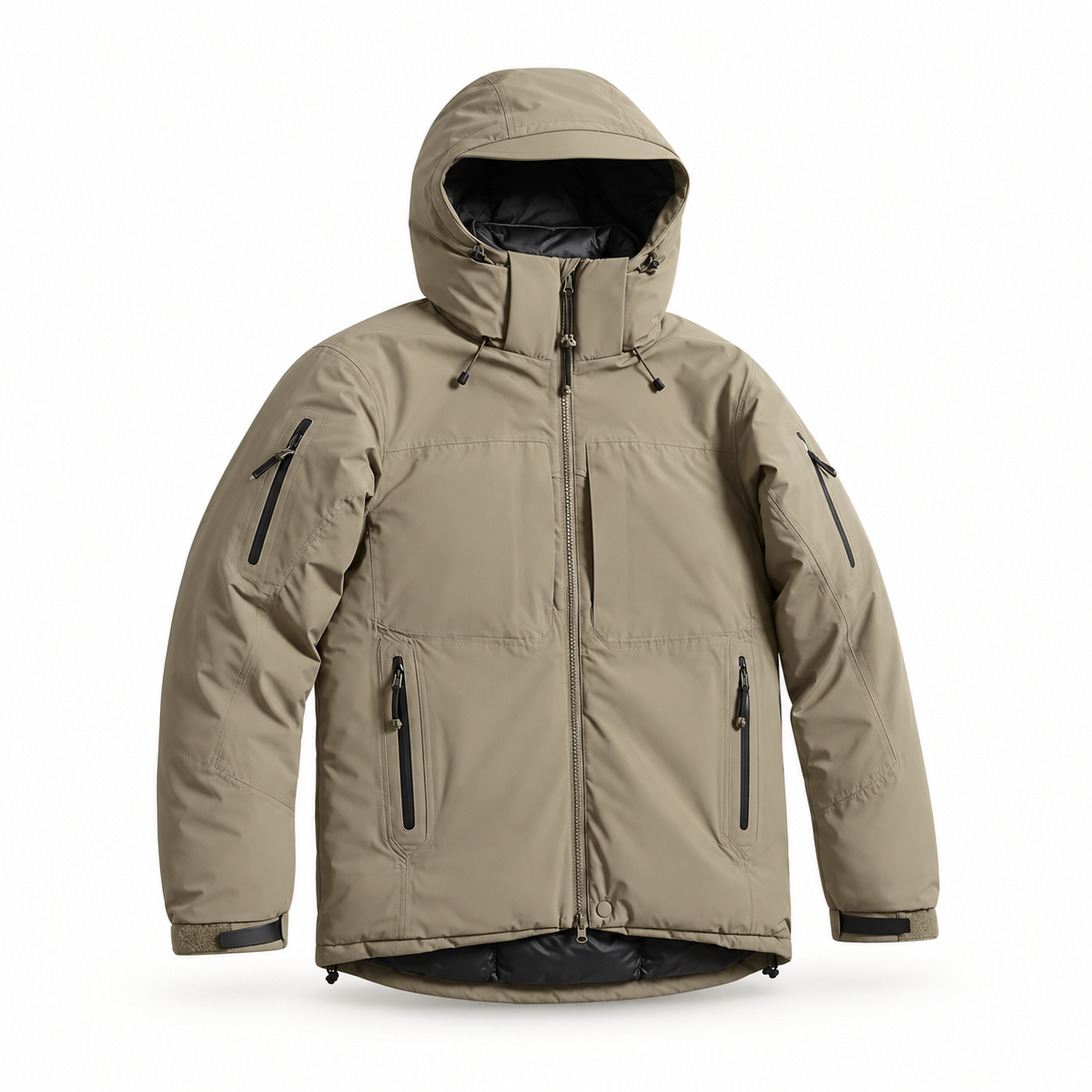 Doudoune molletonnée – vue trois-quarts beige taupe
