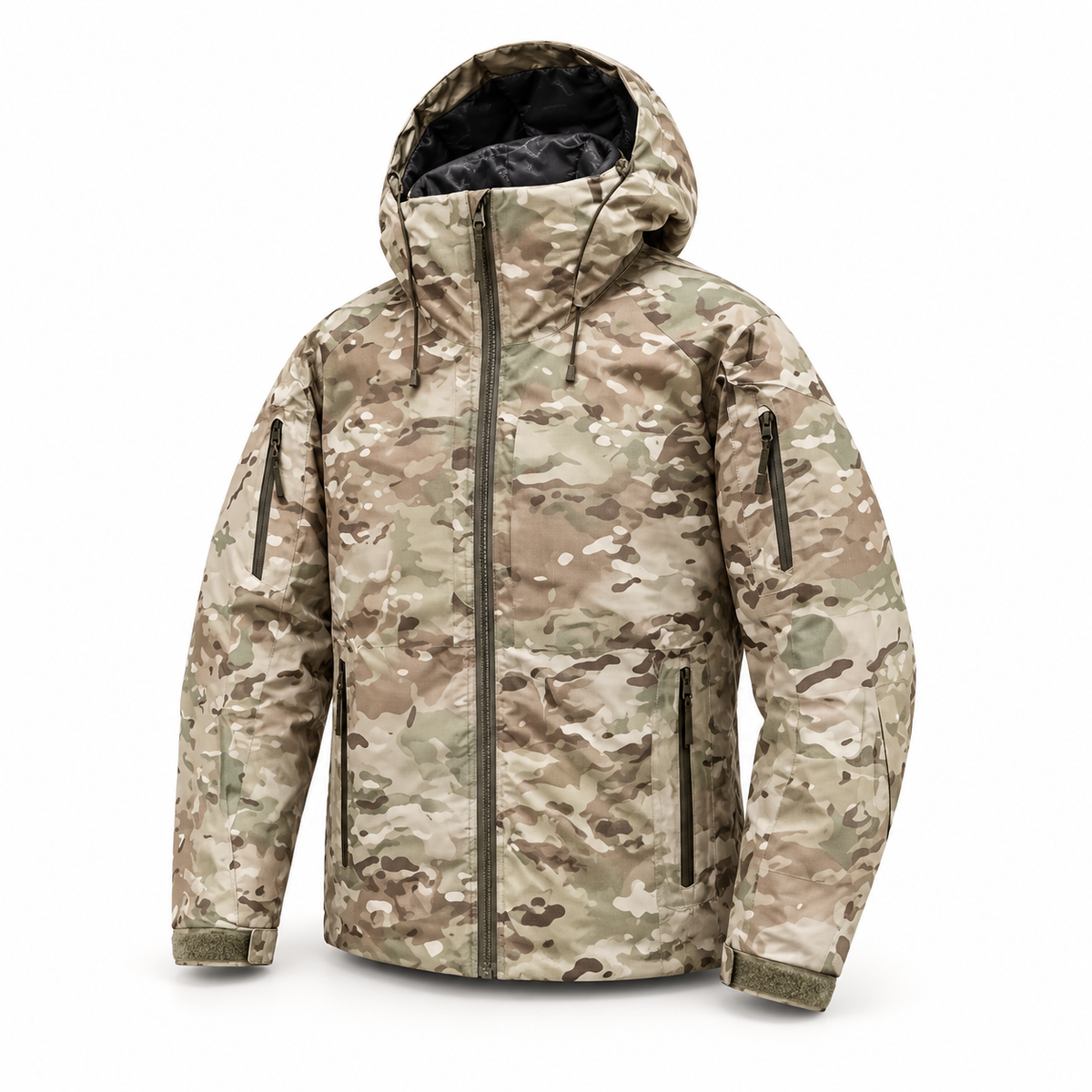 Doudoune molletonnée – vue trois-quarts camouflage kaki