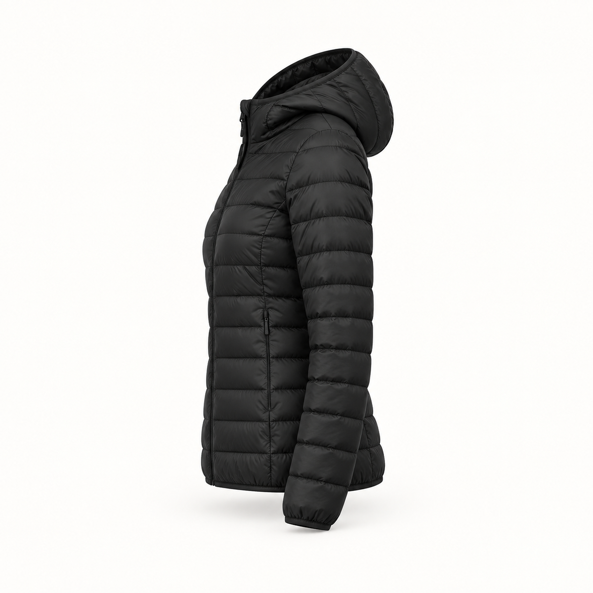 Doudoune plume femme randonnée noire – vue de profil