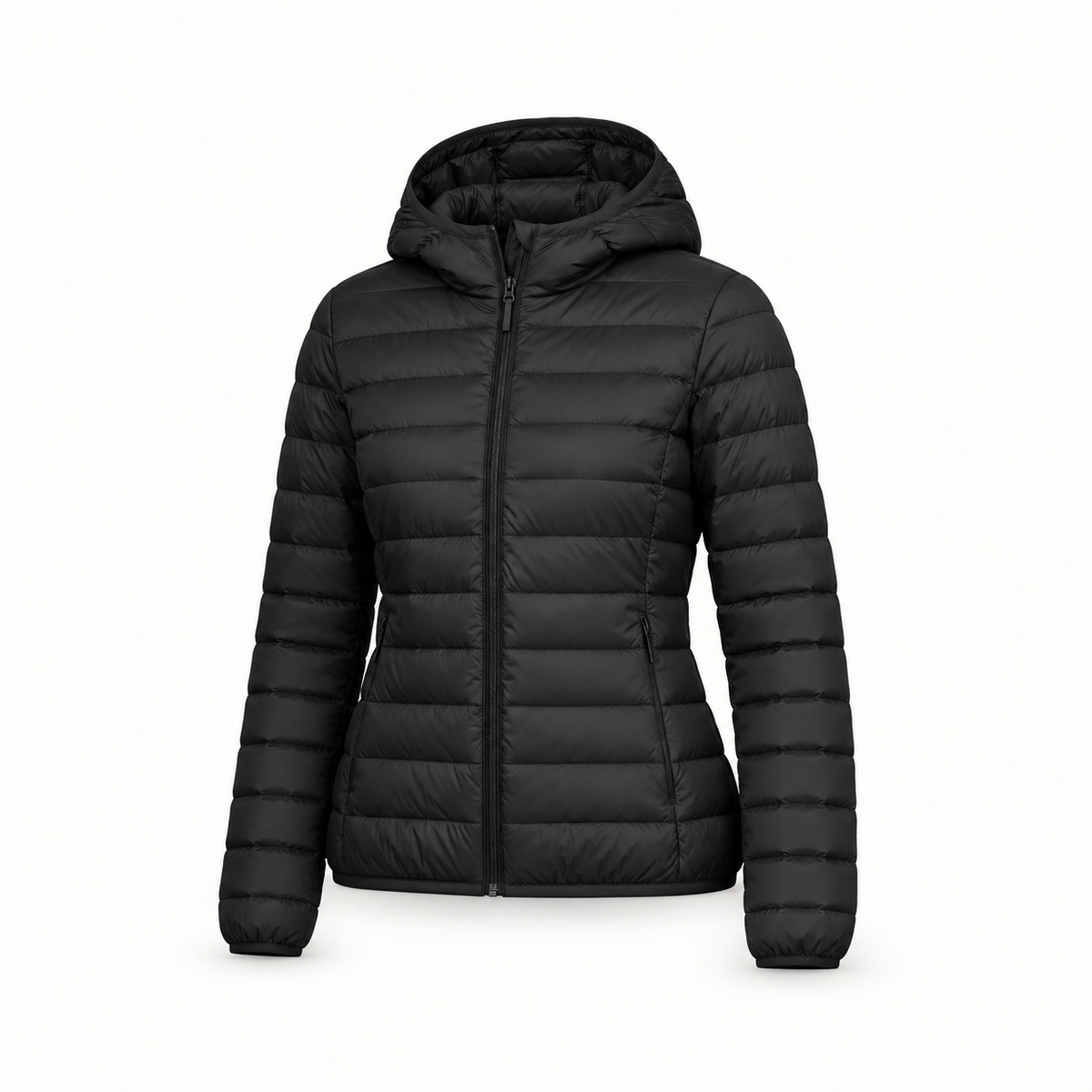 Doudoune plume femme randonnée noire – vue trois-quarts