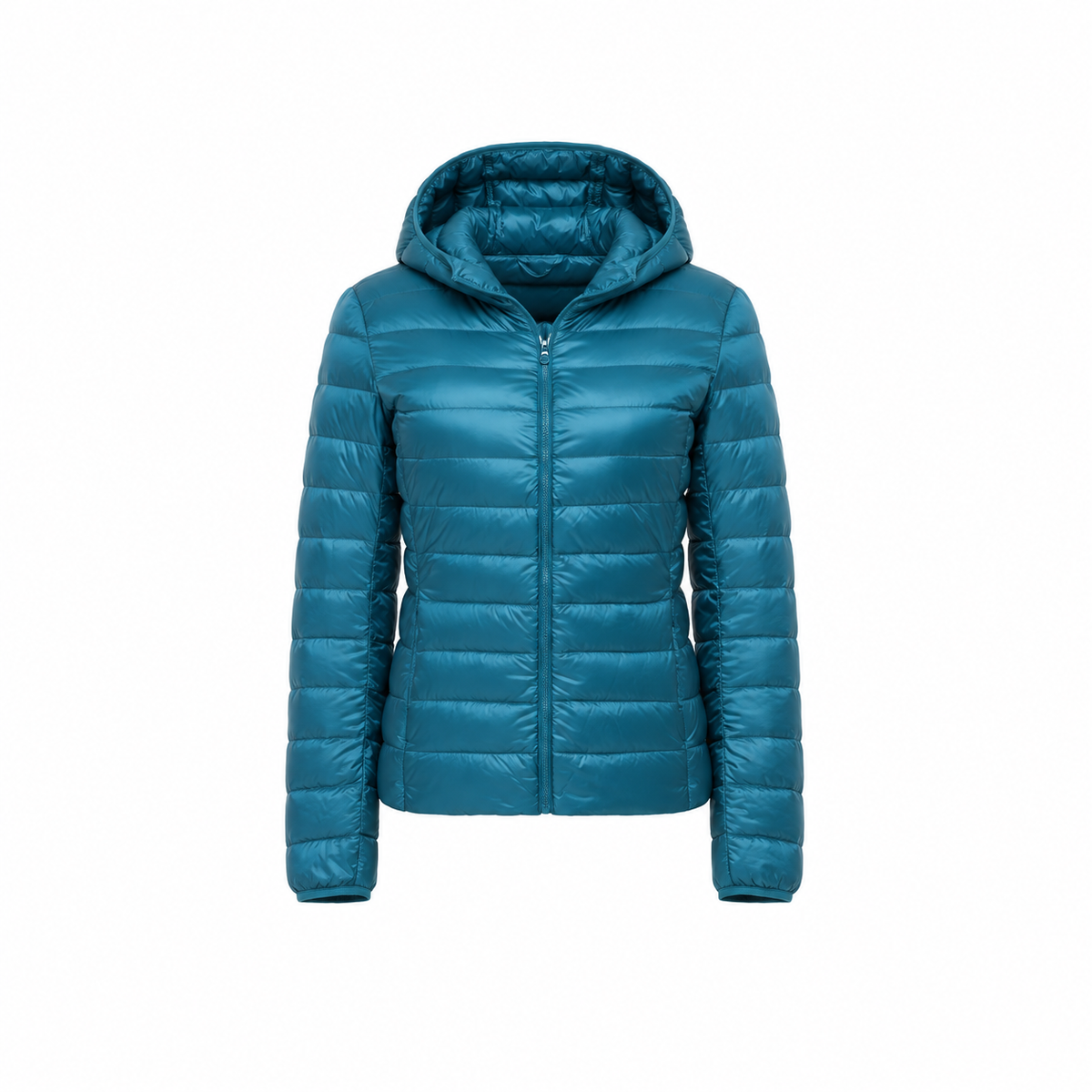 Doudoune randonnée femme – capuche abaissée bleue