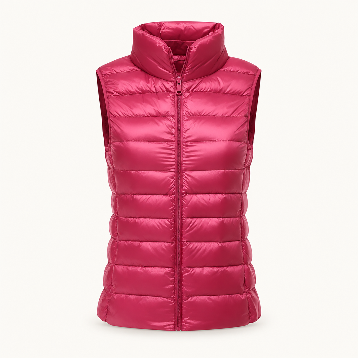 Doudoune sans manche randonnée femme – col et zip