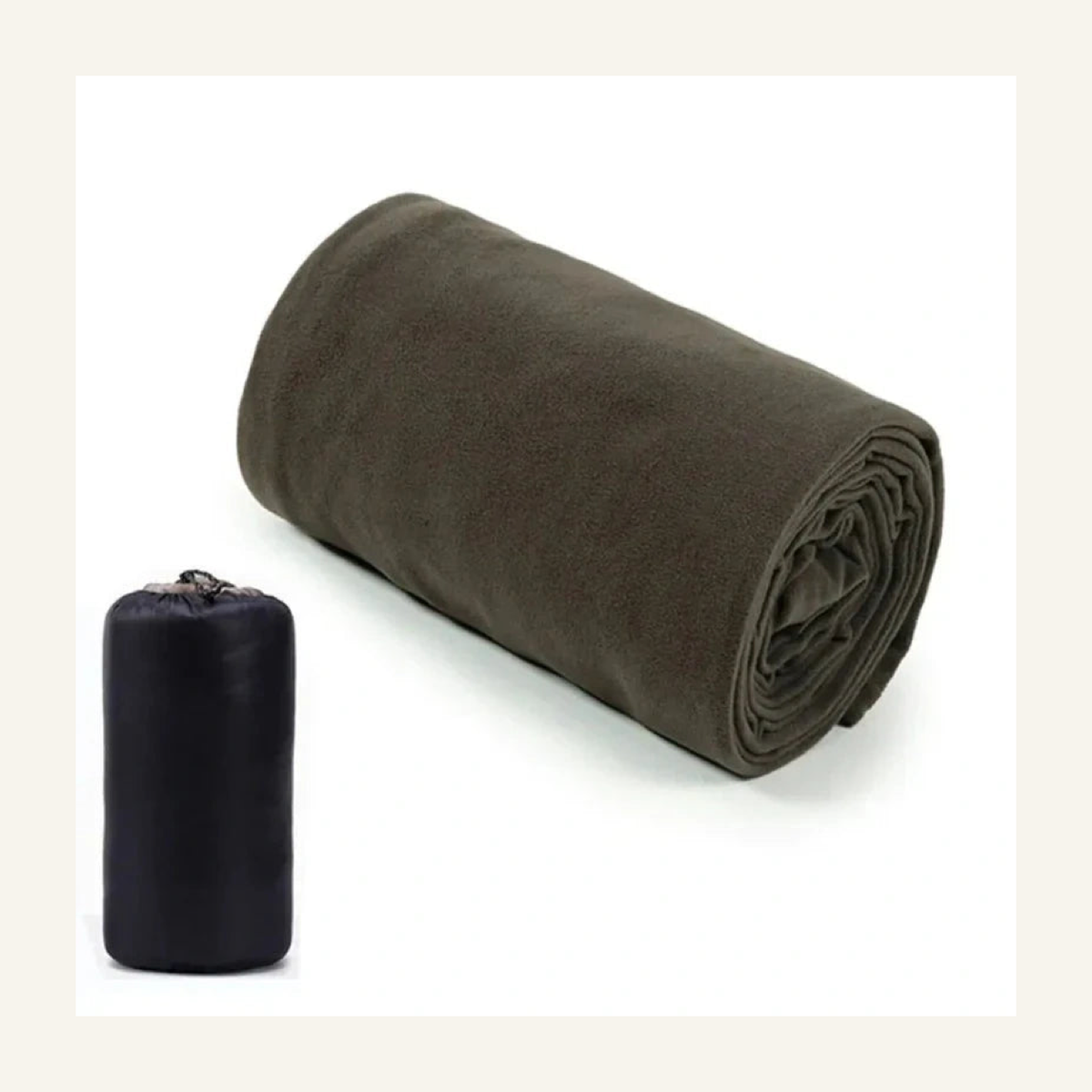 Drap de sac de couchage polaire gris roulé avec housse