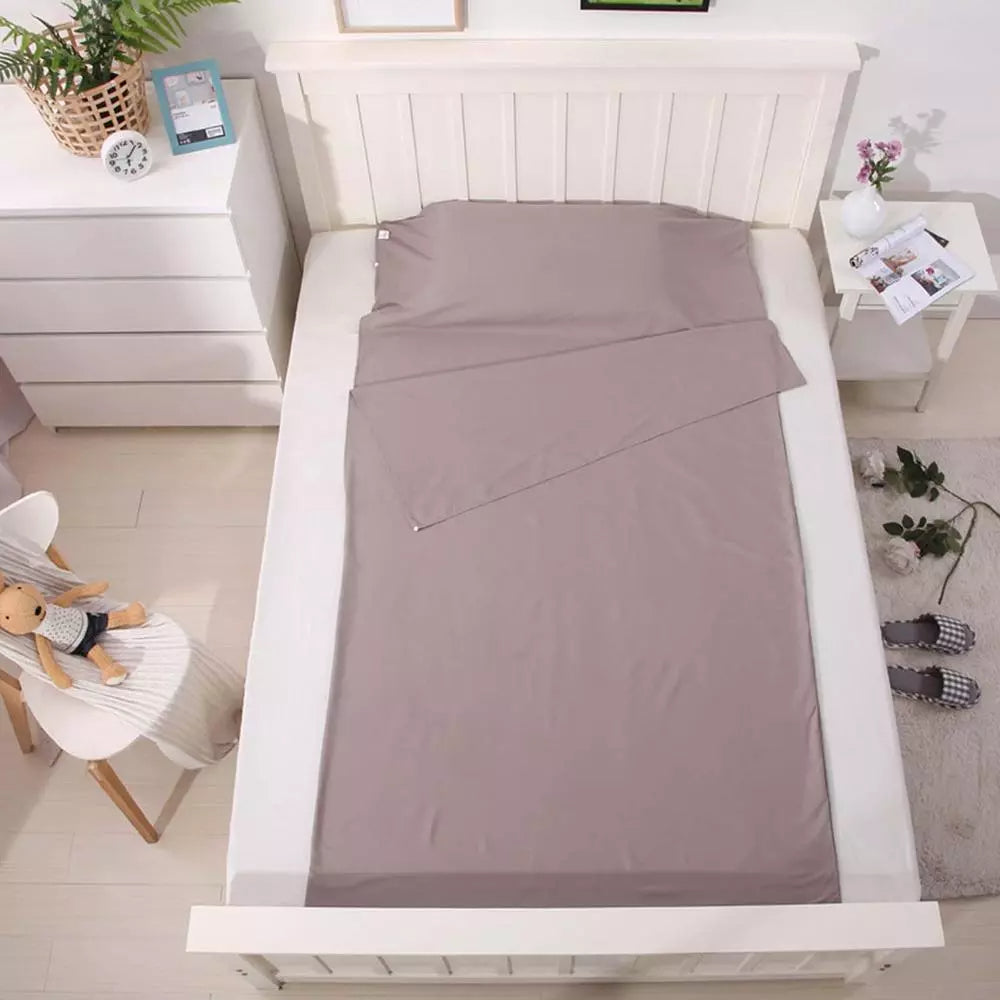 Drap Sac de Couchage Gris Ultra Léger en Coton