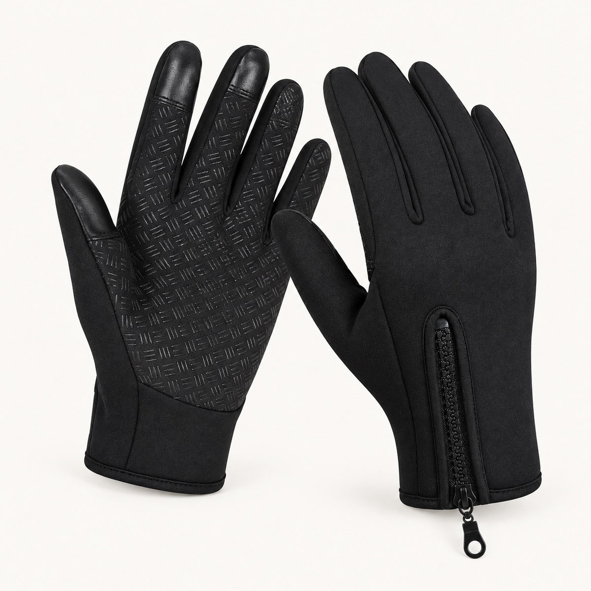 Gant antidérapant randonnée noir — construction opposée en trois-quarts