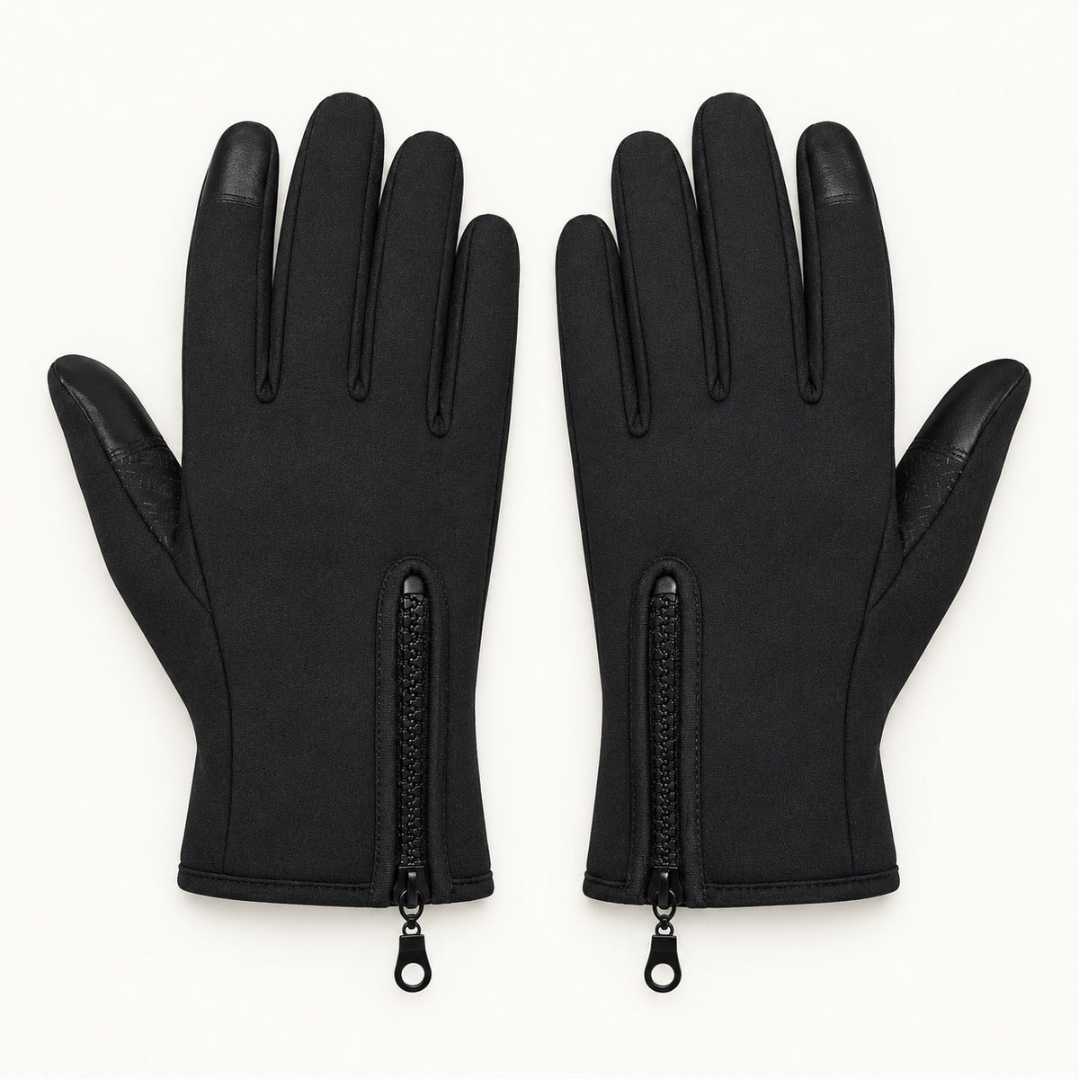 Gant antidérapant randonnée noir — fermetures zippées aux poignets
