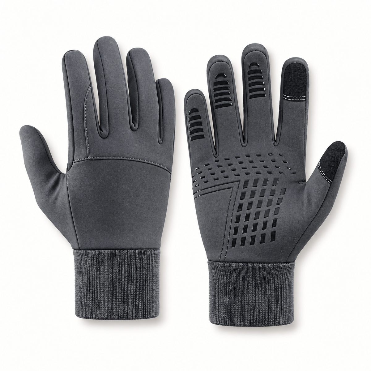 Gants trail imperméables gris — dos et paume