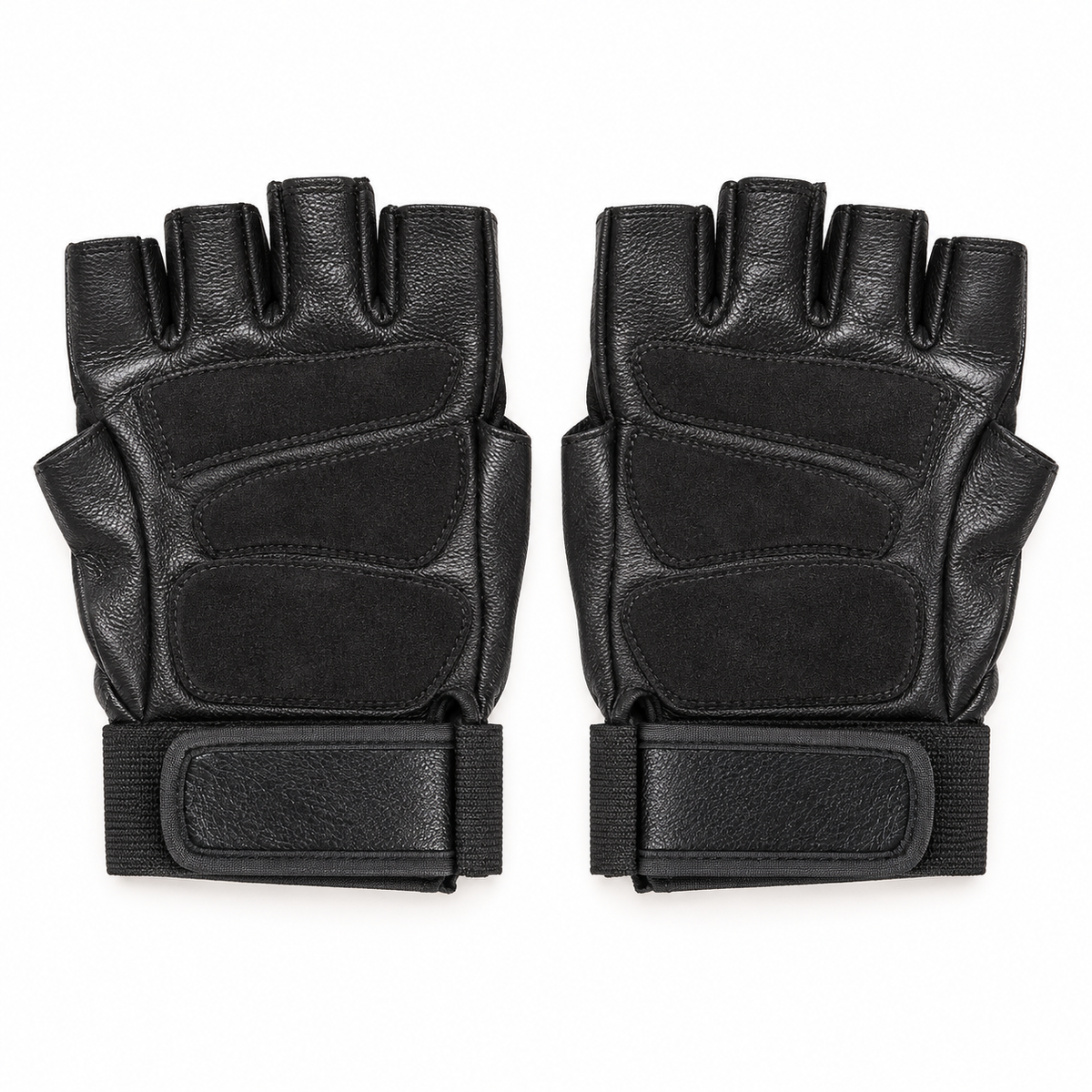 Gants cuir randonnée noirs – paire complète vue des paumes