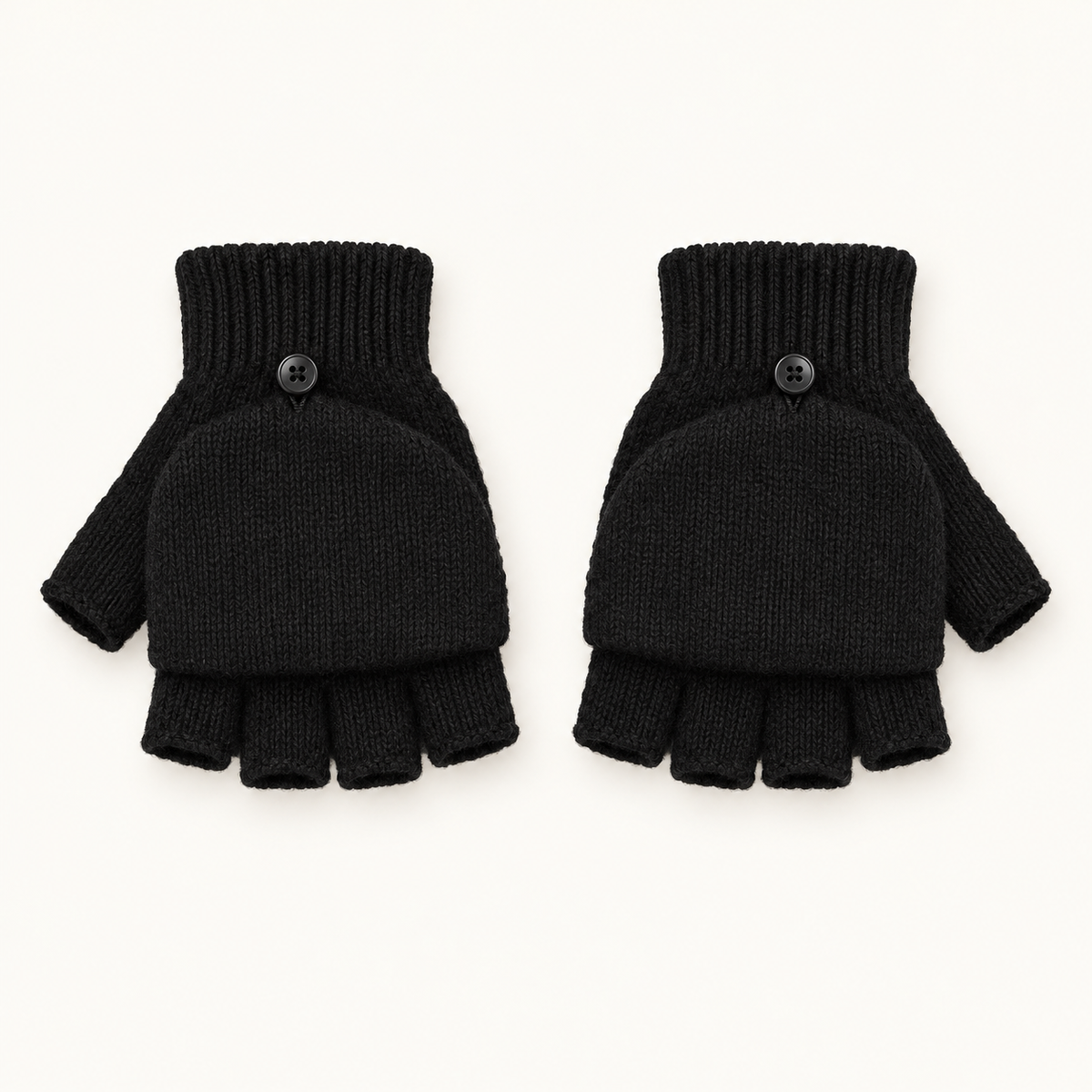 Paire de gants de randonnée fille noirs convertibles – packshot