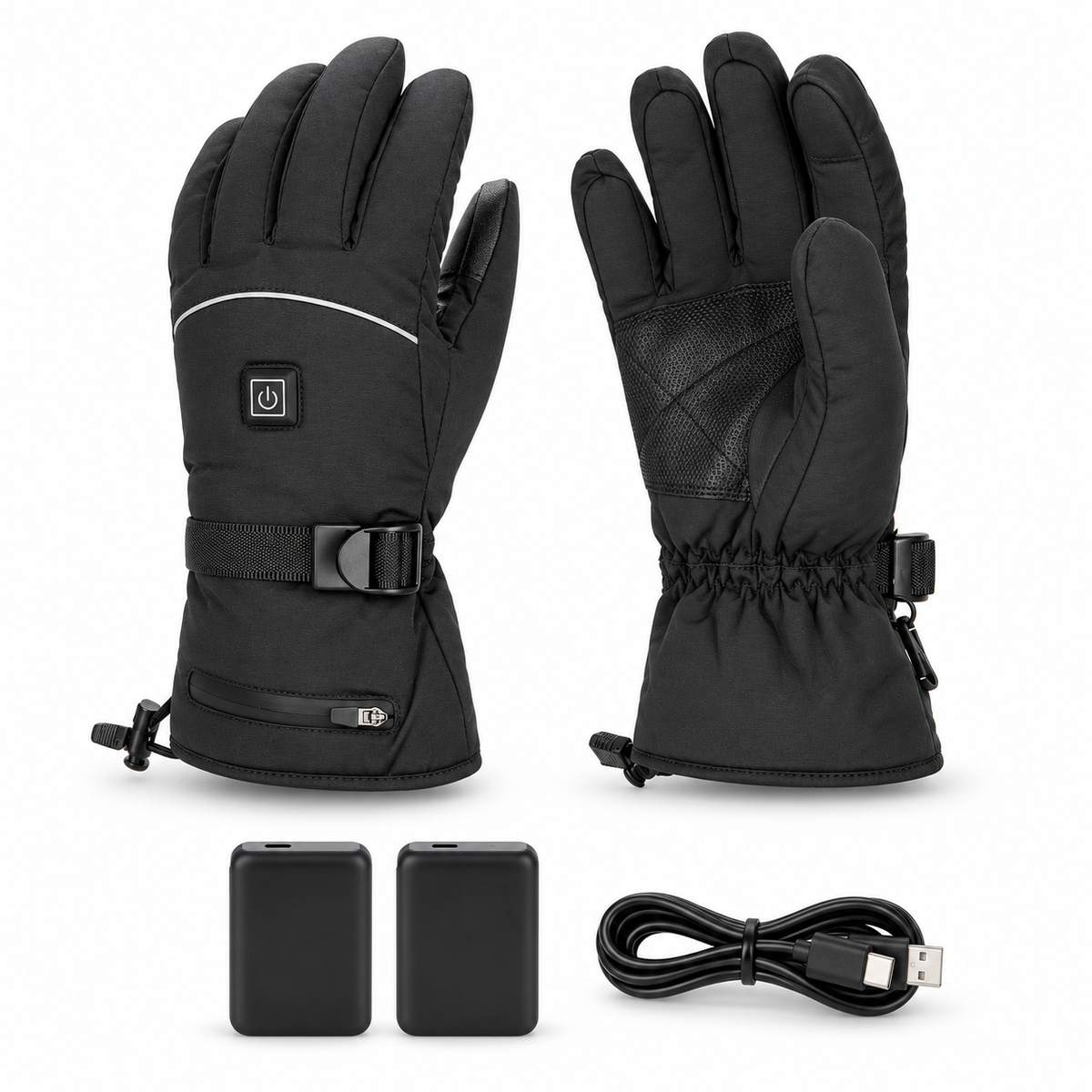 Gants de ski chauffants modèle B avec deux batteries