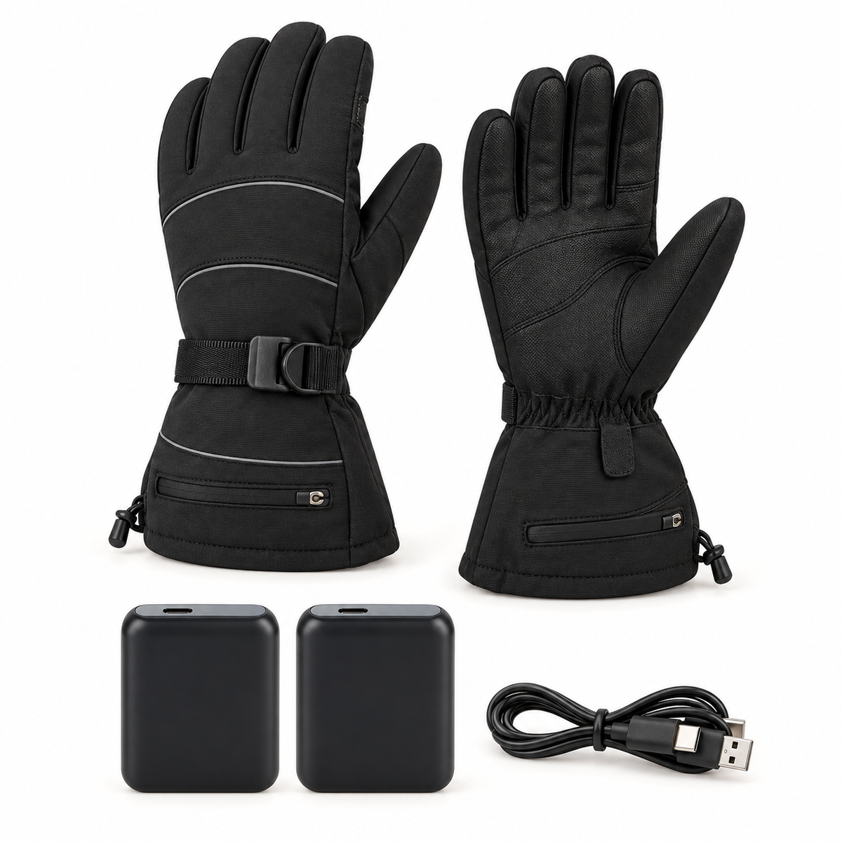Gants de ski chauffants modèle B avec deux batteries haute capacité