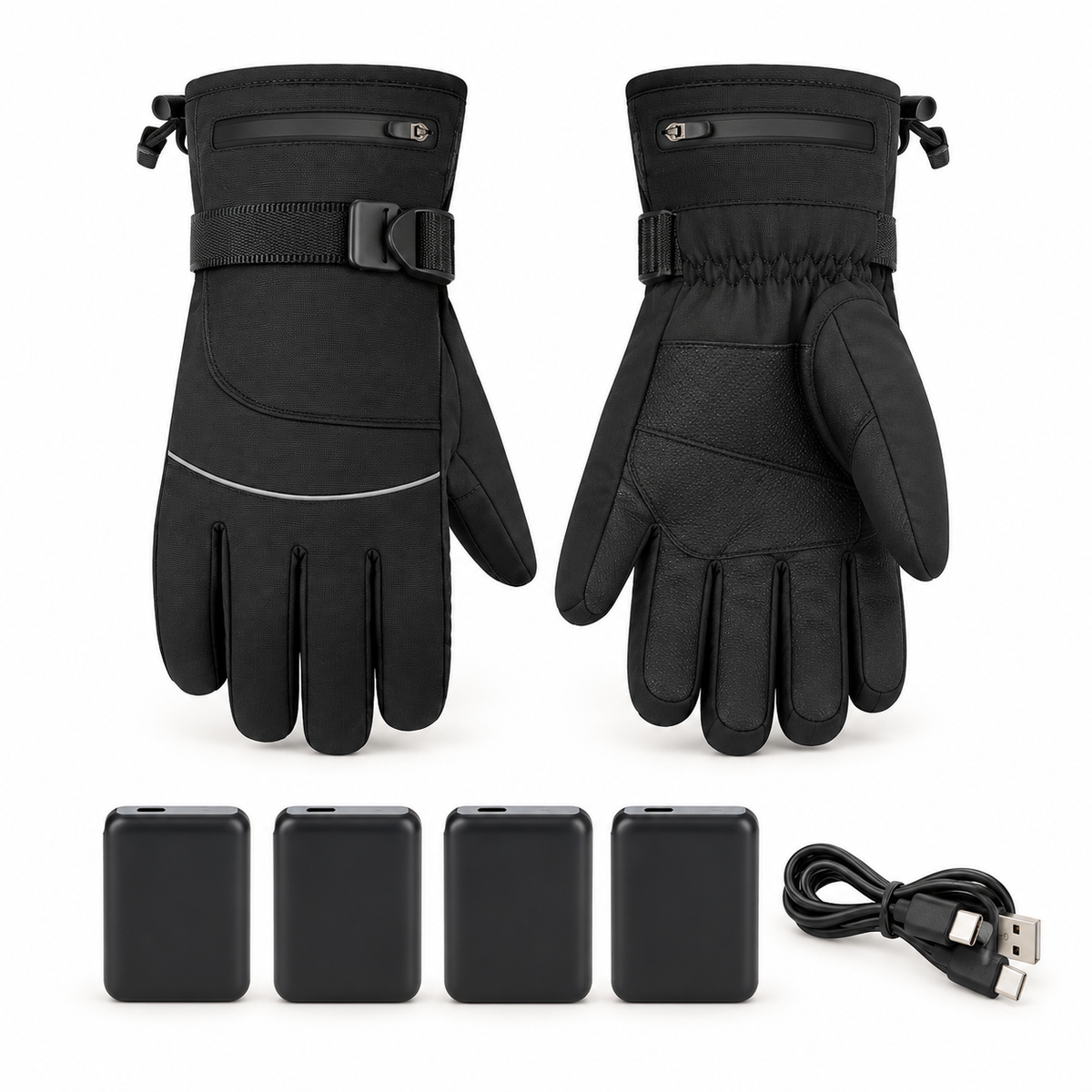 Gants de ski chauffants modèle B avec quatre batteries