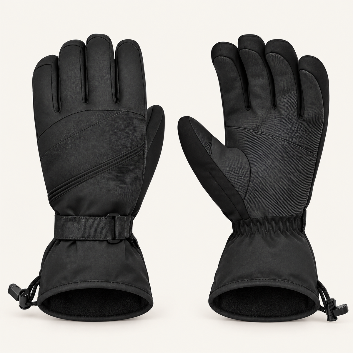 Gants de ski randonnée respirants noirs – manchettes et doublure