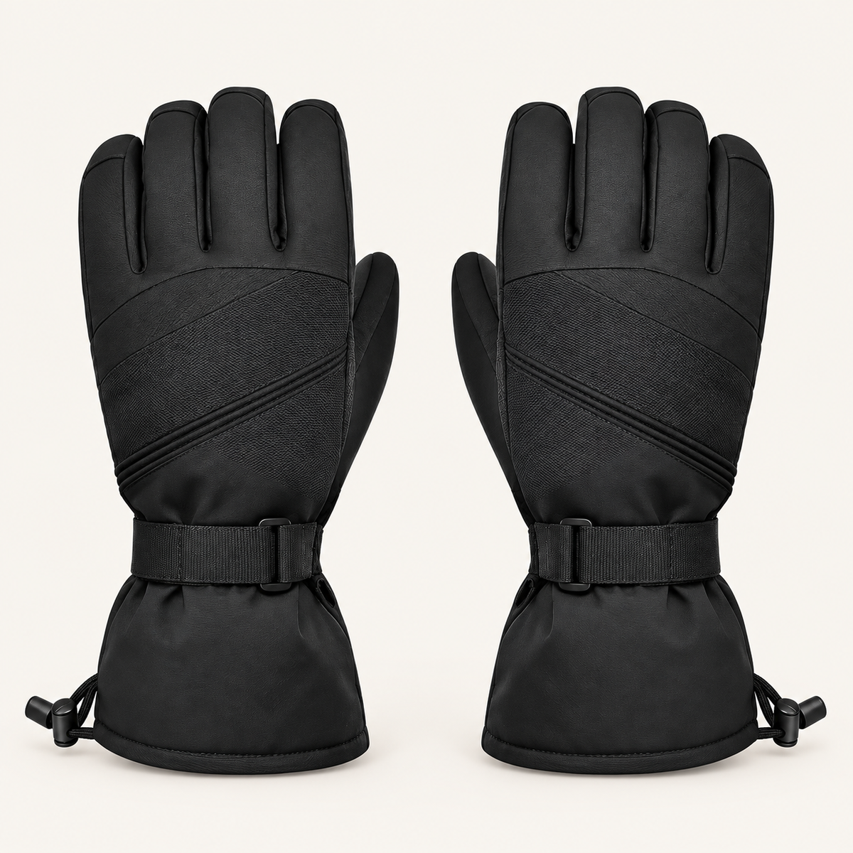 Gants de ski randonnée respirants noirs – paire vue de face