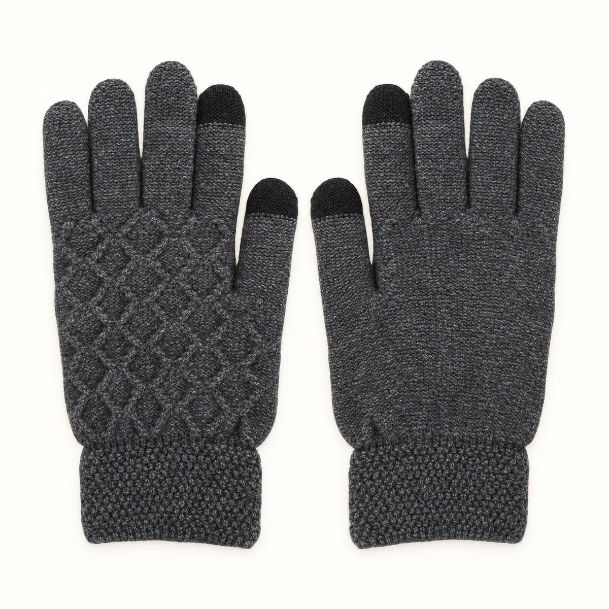 Gants laine randonnée gris losange – dos et paume