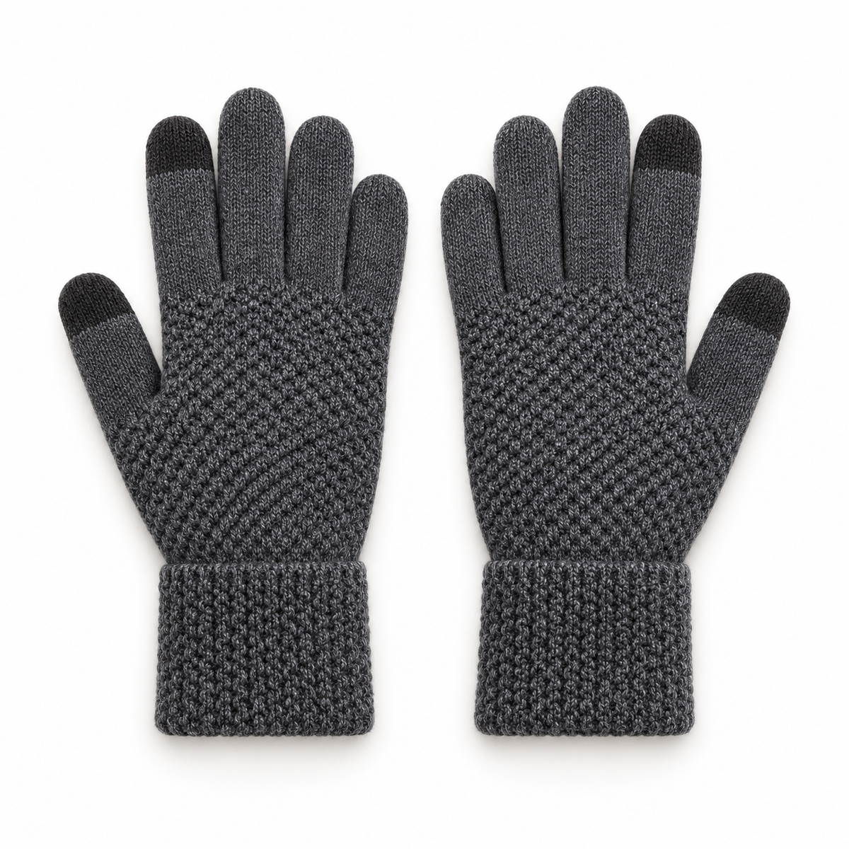 Gants laine randonnée gris jacquard – paire complète