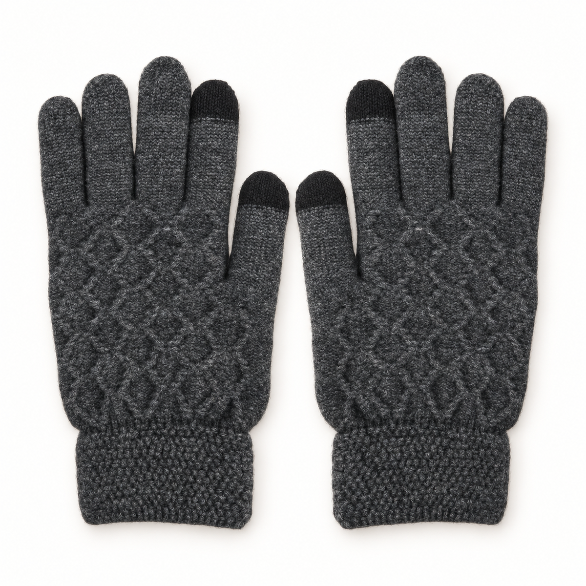 Gants laine randonnée gris losange – paire vue dorsale
