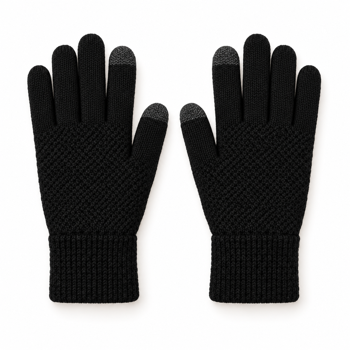 Gants laine randonnée jacquard noir – paire complète