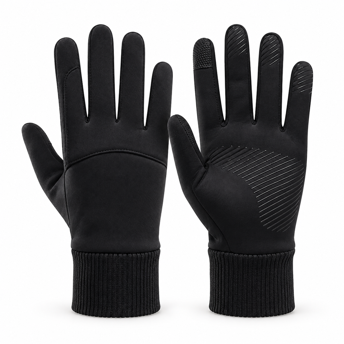 Gants pour randonnée raquette noirs - poignets côtelés