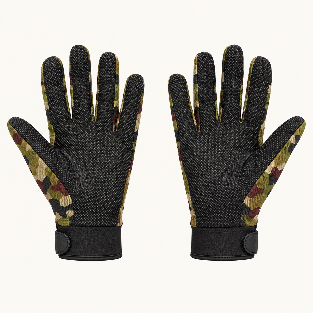 Gants randonnée été — paire camouflage — paumes adhérentes