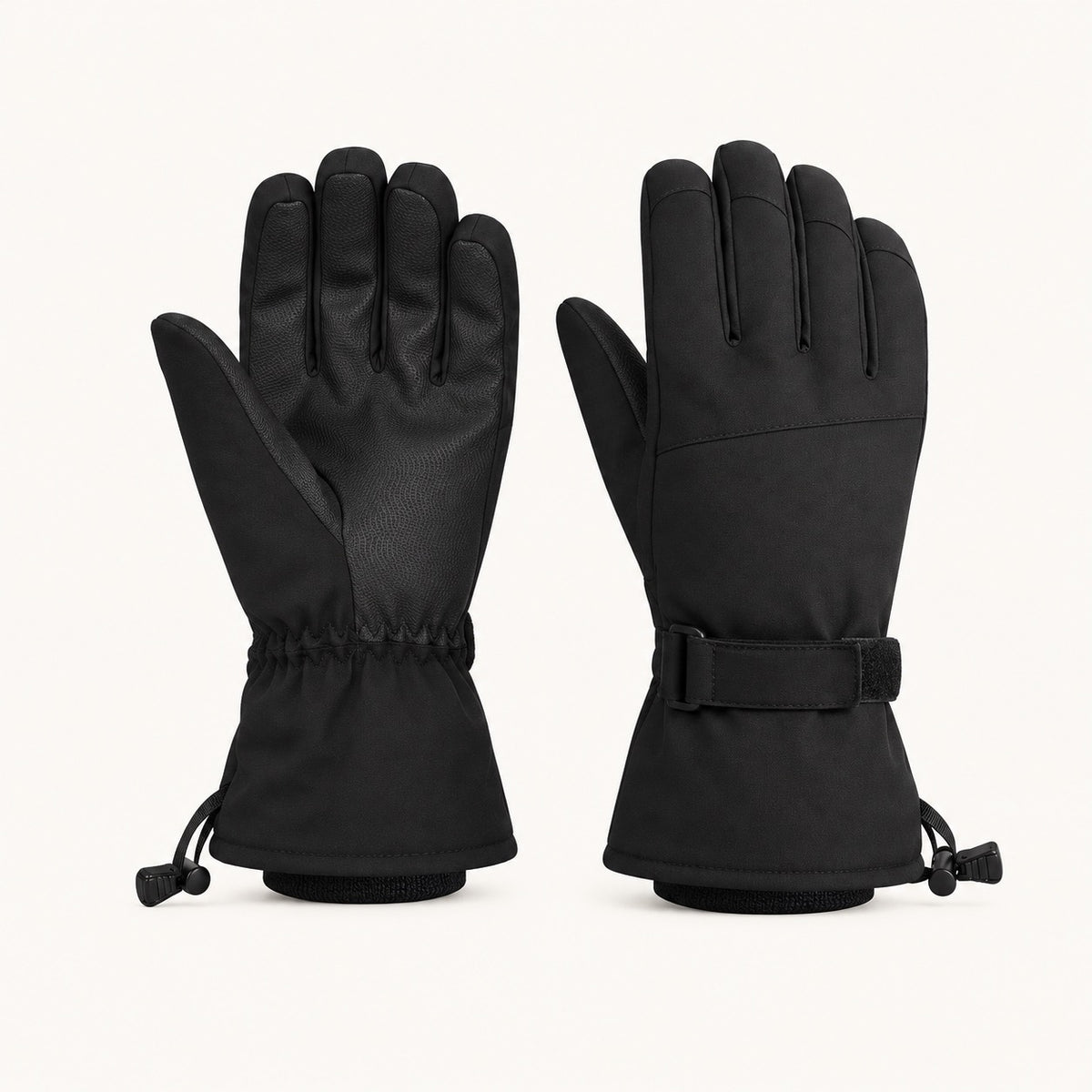 Gants randonnée hiver homme noirs — construction dos et paume