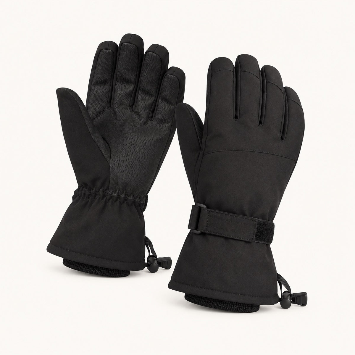 Gants randonnée hiver homme noirs — doigts tactiles visibles