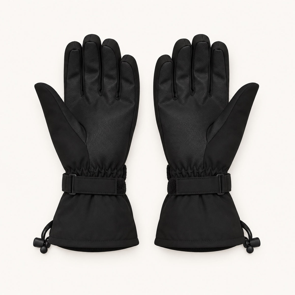 Gants randonnée hiver homme noirs — paumes texturées