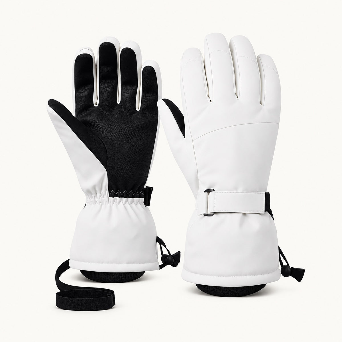 Gants randonnée hiver homme blanc et noir — paire complète