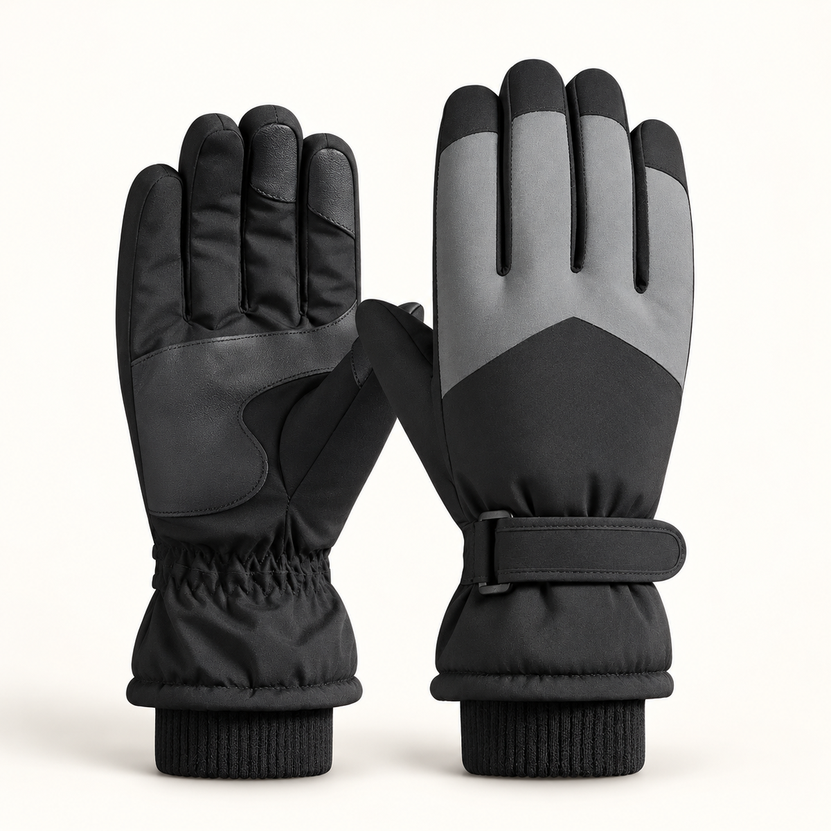 Gants ski de randonnée homme — paire noire, paume et dos