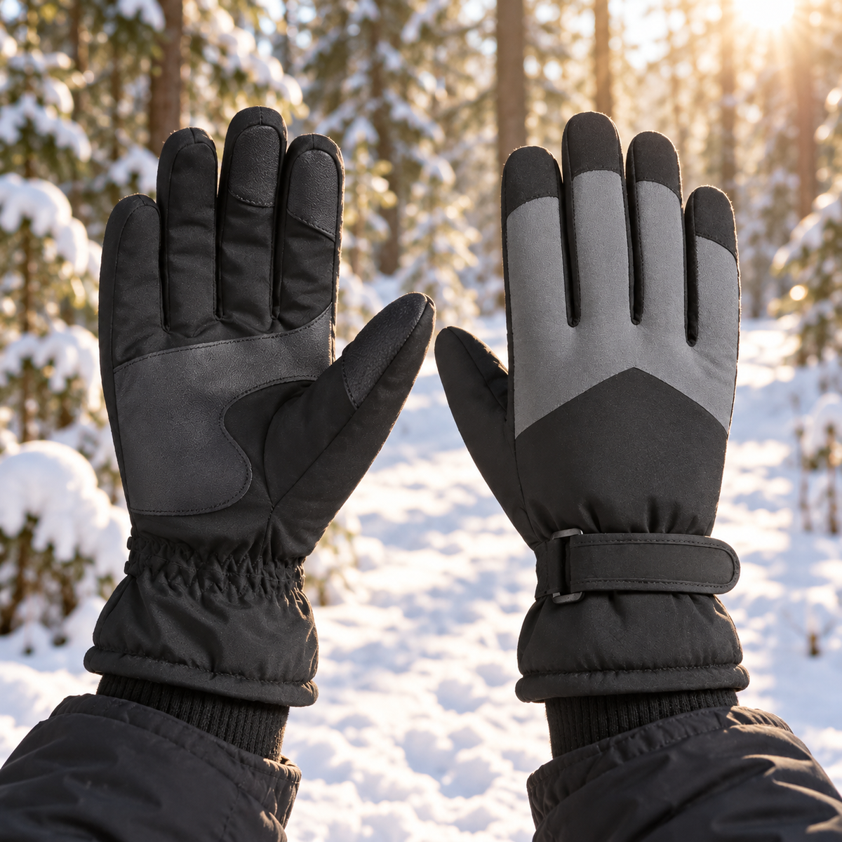 Gants ski de randonnée homme — mise en situation forêt enneigée
