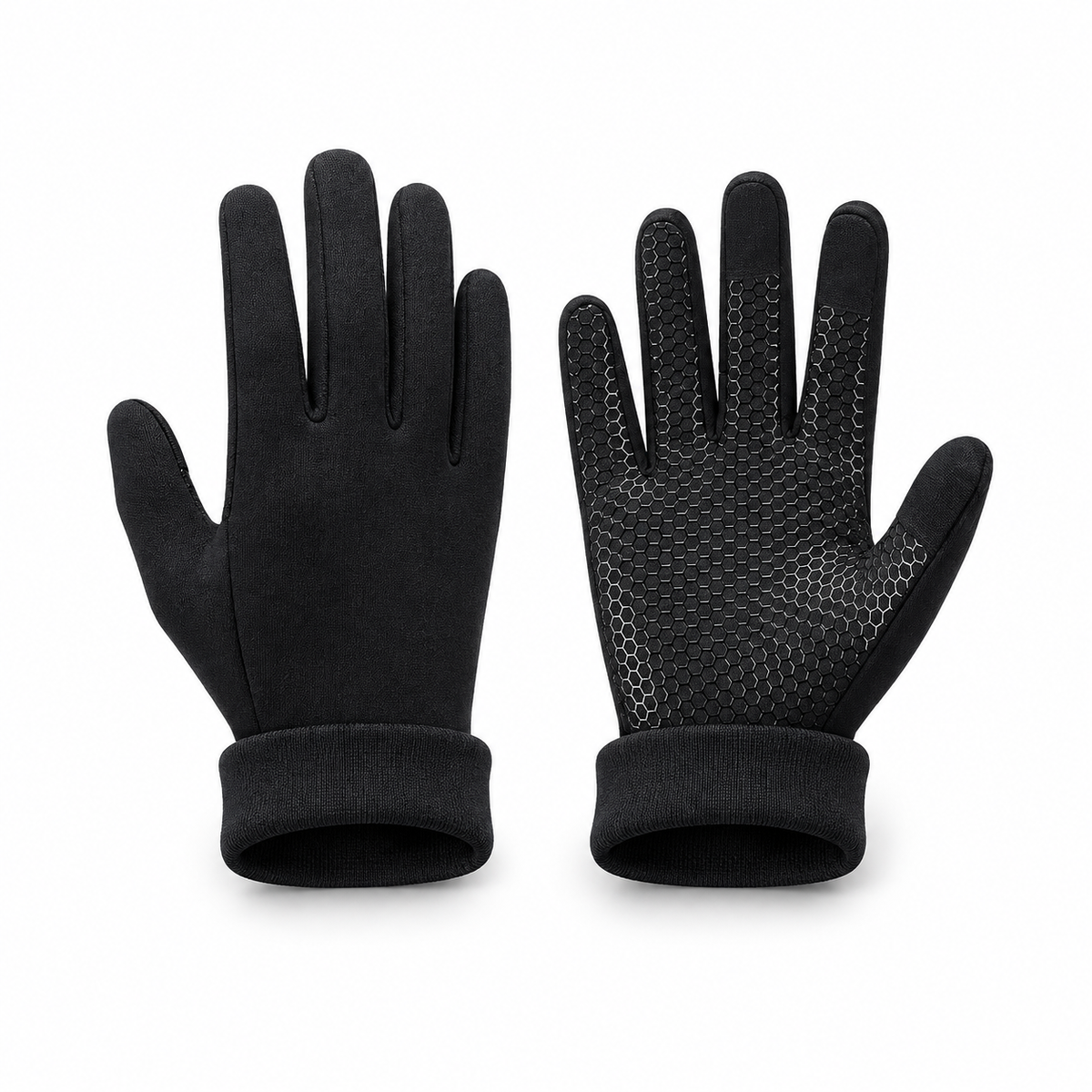 Gants thermiques femme noirs – poignets repliés