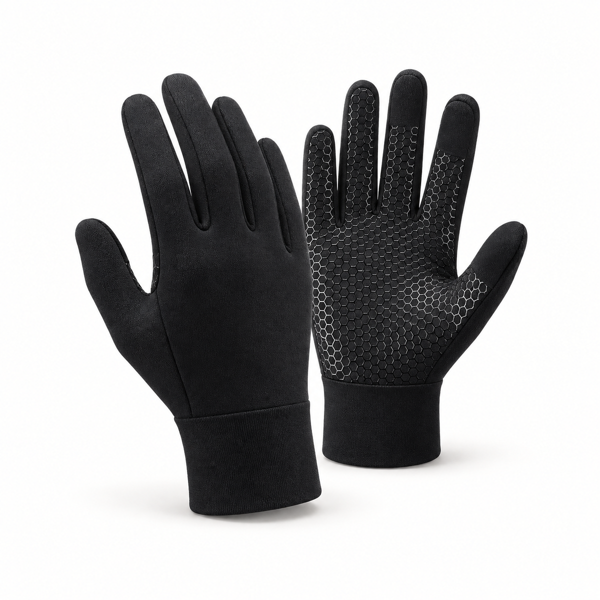 Gants thermiques femme noirs – vue trois-quarts